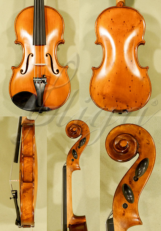 Antiqued 1/4 WORKSHOP GEMS 1 Birds Eye Maple One Piece Back Violin * Code: C6467