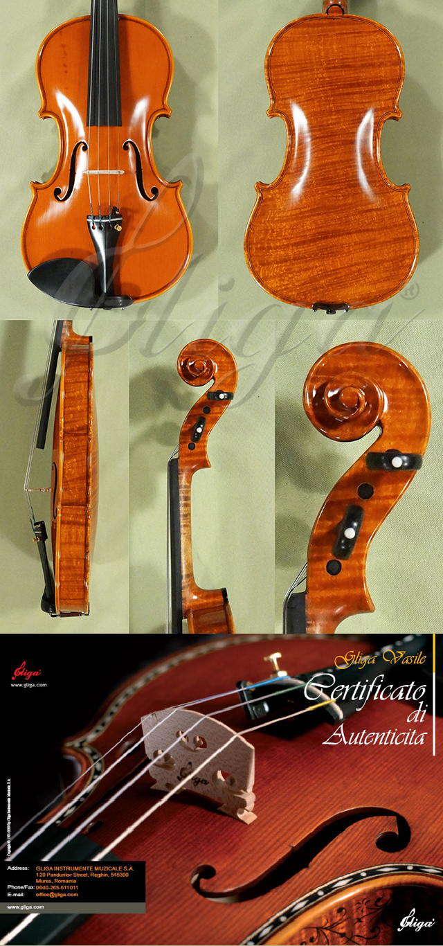 4/4 MAESTRO VASILE GLIGA Quilted Maple One Piece Back Violin * Code: D0766