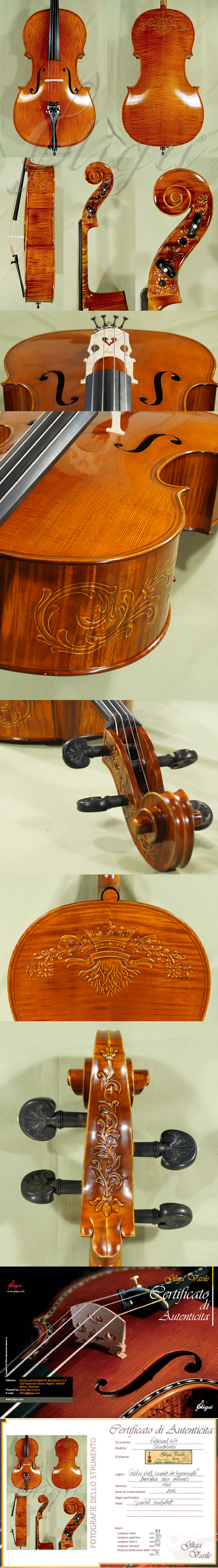 4/4 MAESTRO VASILE GLIGA Inlaid Double Purfling Cello * Code: B7587