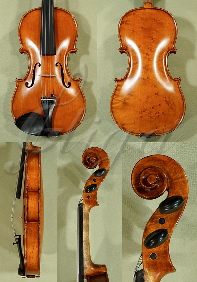 Antiqued 1/2 WORKSHOP GEMS 1 Birds Eye Maple One Piece Back Violin  * Code: C6669
