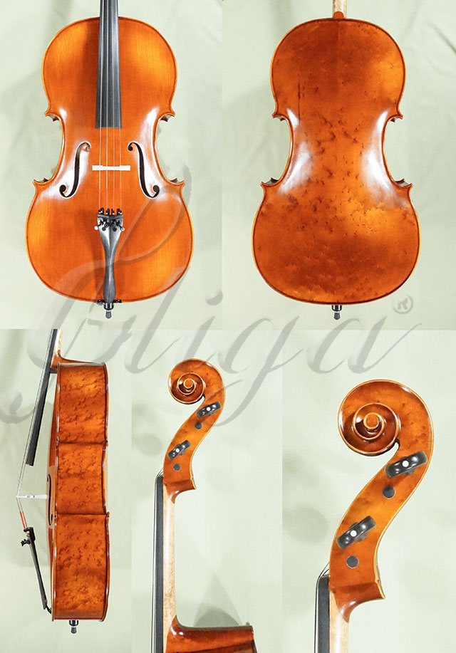 Antiqued 4/4 PROFESSIONAL GAMA Birds Eye Maple Cello * Code: D0193