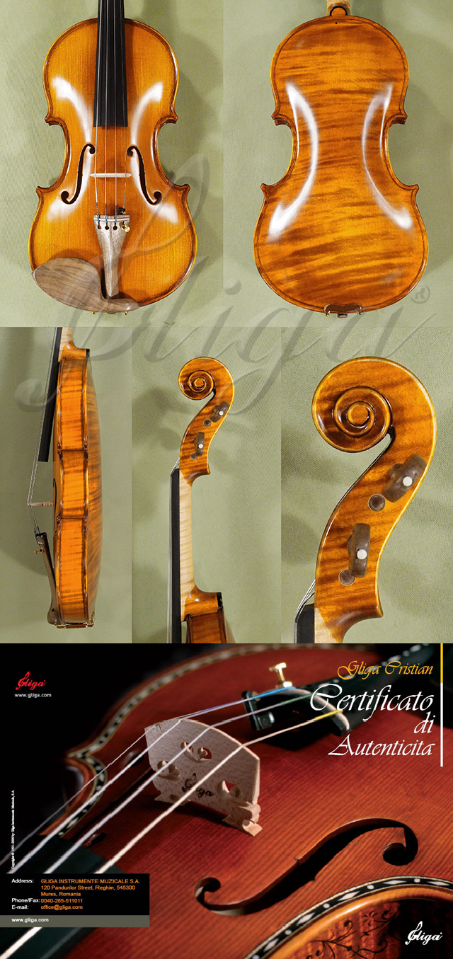 Antique Scratched 4/4 MAESTRO VASILE GLIGA One Piece Back Violin Pietro Guarneri of Mantua 1704 * Code: D0988