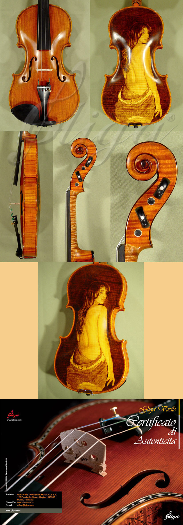 4/4 MAESTRO VASILE GLIGA One Piece Back Violin * Code: B1050
