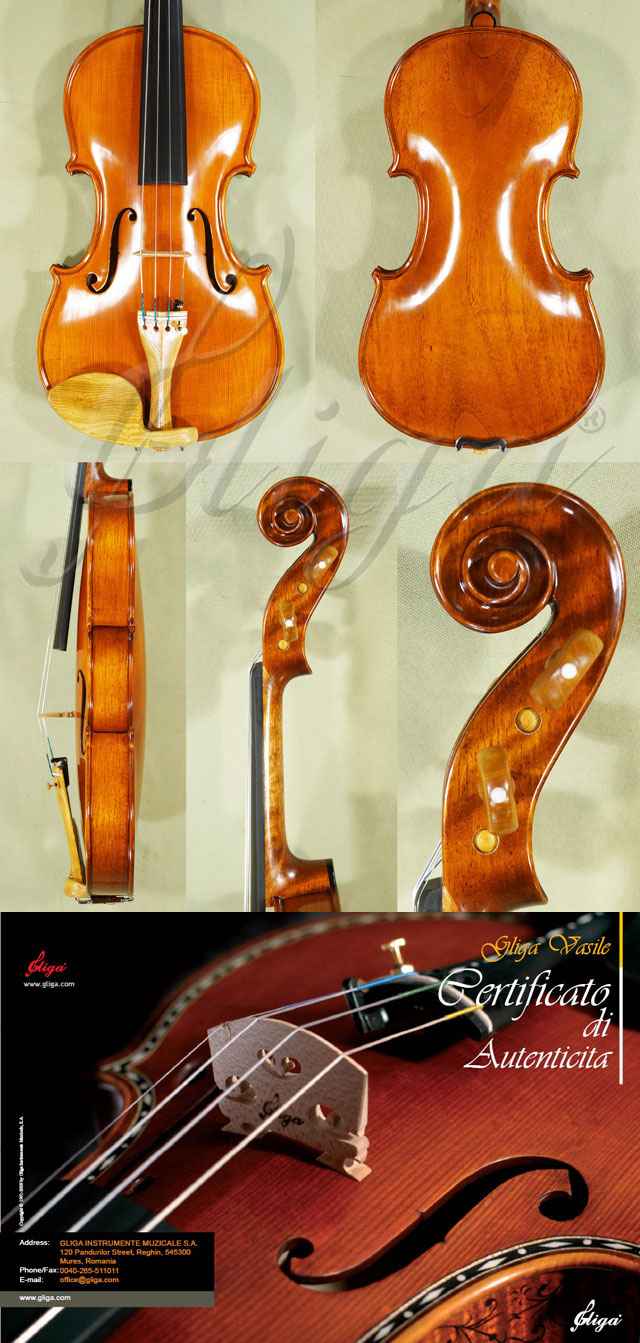 4/4 MAESTRO VASILE GLIGA Walnut One Piece Back Violin * Code: C1367