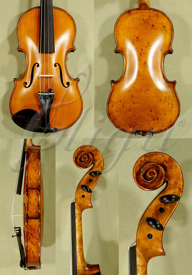 Antiqued 1/4 WORKSHOP GEMS 1 Birds Eye Maple One Piece Back Violin * Code: C3019