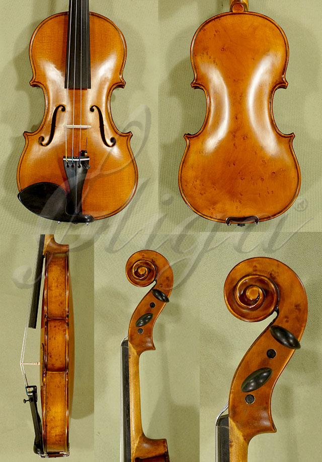 Antiqued 1/4 WORKSHOP GEMS 1 Birds Eye Maple One Piece Back Violin * Code: C3026