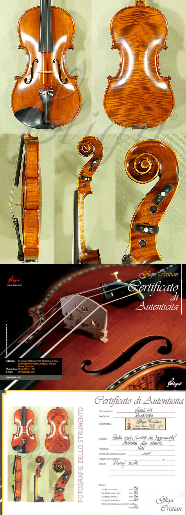 Antiqued 4/4 MAESTRO GLIGA Violin * Code: C4391