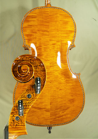 Shiny 4/4 MAESTRO VASILE GLIGA Rare White Bone And Ebony Inlaid Purfling Cellos * GC7881