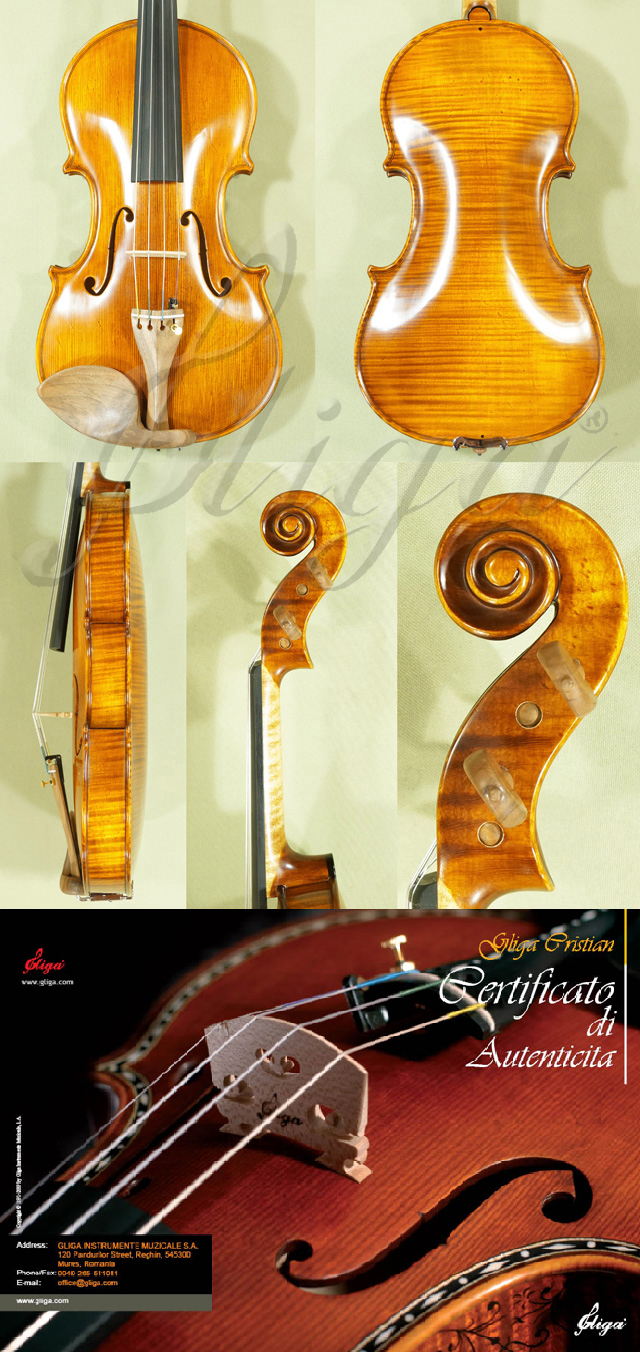 Antique Scratched 4/4 MAESTRO VASILE GLIGA One Piece Back Violin Pietro Guarneri of Mantua 1704 * Code: C4692