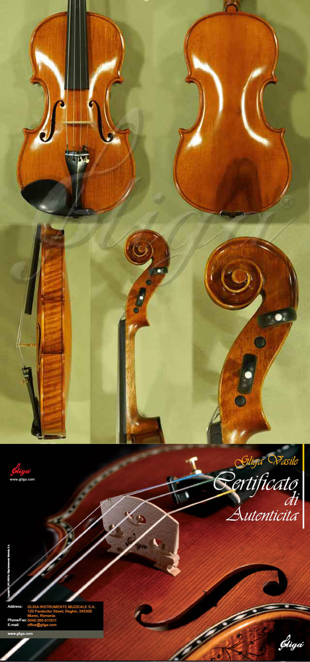 4/4 MAESTRO VASILE GLIGA Walnut One Piece Back Violin * Code: C5206
