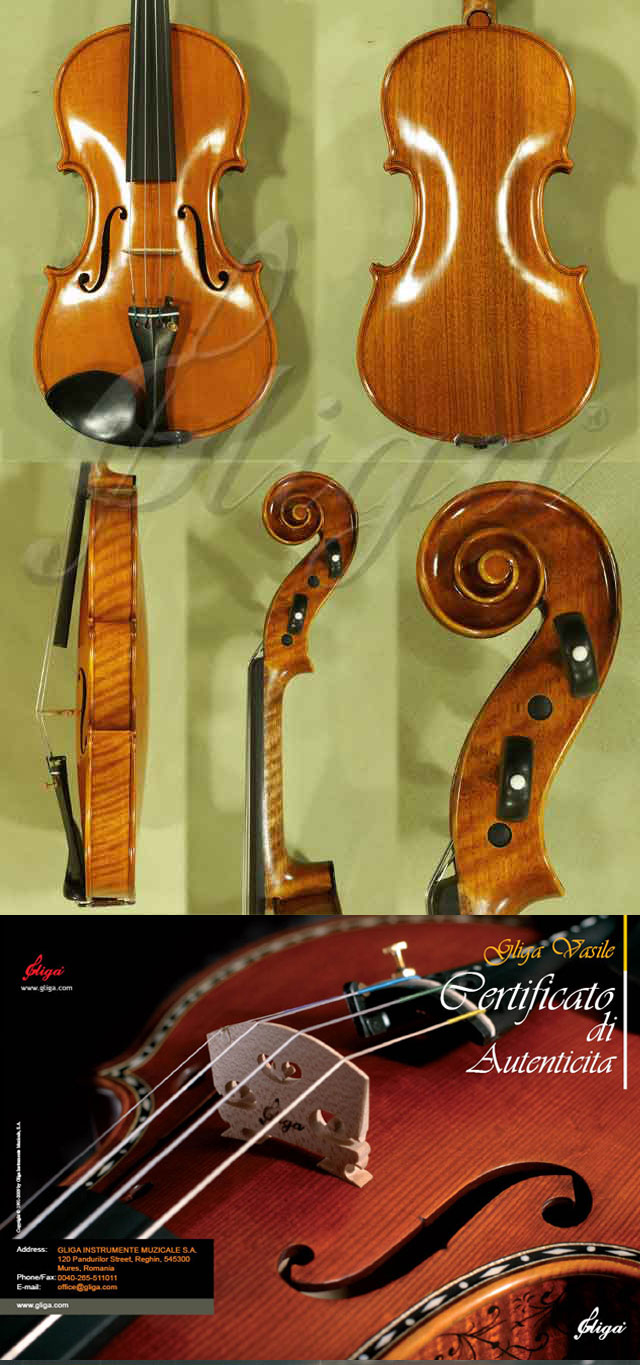 4/4 MAESTRO VASILE GLIGA Walnut One Piece Back Violin * Code: C5210