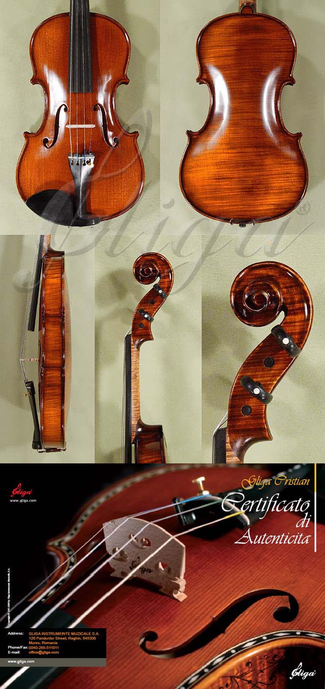 Stained Antiqued 4/4 MAESTRO GLIGA One Piece Back Violin Guarneri * Code: D1261