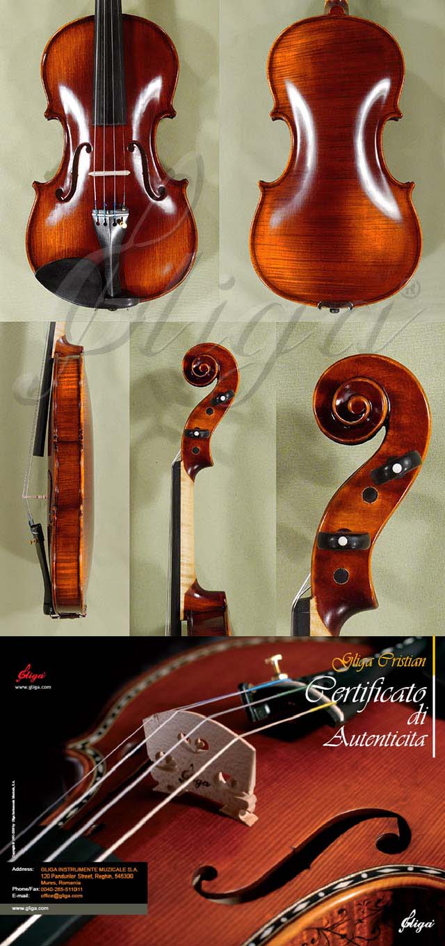 Antiqued 4/4 MAESTRO GLIGA One Piece Back Violin Italian * Code: D1267