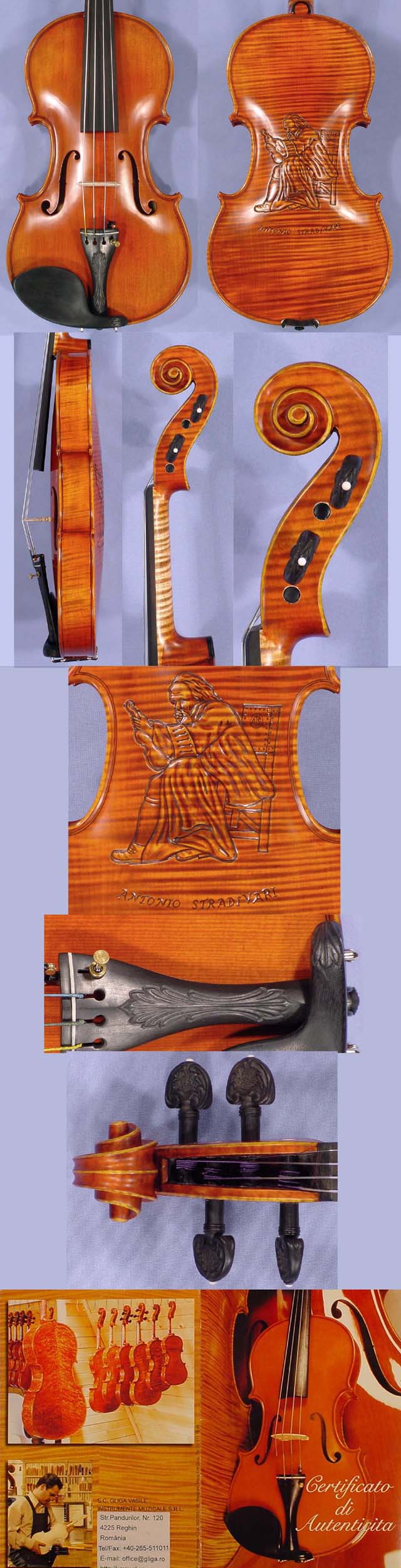 4/4 MAESTRO VASILE GLIGA One Piece Back Violin * Code: 9380